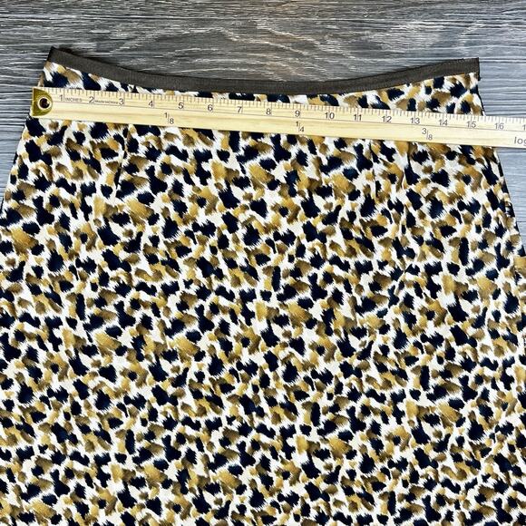 Talbots Vintage Skirt Leopard Print Black Brown Silk Linen Blend Sz 8 Mobwife - Picture 8 of 14